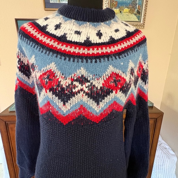 J Crew Sweaters - J.Crew Fair Isle Norwegian Wool Sweater | Navy Red White | NWT